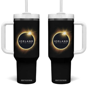 Iceland Total Solar Eclipse 2026 Tumbler With Handle Path of Totality Astronomy Gift TS02 One Size: 40 oz Black Print Your Wear