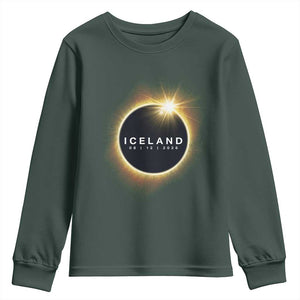 Iceland Total Solar Eclipse 2026 Youth Sweatshirt Path of Totality Astronomy Gift TS02 Dark Forest Green Print Your Wear
