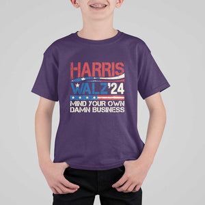Harris Walz 2024 T Shirt For Kid Mind Your Own Damn Business Retro Vintage TS02 Purple Print Your Wear
