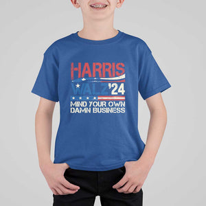 Harris Walz 2024 T Shirt For Kid Mind Your Own Damn Business Retro Vintage TS02 Royal Blue Print Your Wear