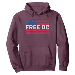 Free DC Patriotic Hoodie Defend Washington D.C. Statehood American Flag TS02 Maroon Print Your Wear