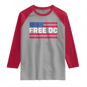 Free DC Patriotic Raglan Shirt Defend Washington D.C. Statehood American Flag TS02 Sport Gray Red Print Your Wear