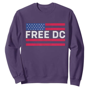 Free DC Patriotic Sweatshirt Defend Washington D.C. Statehood American Flag TS02 Purple Print Your Wear