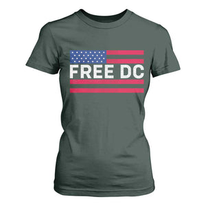 Free DC Patriotic T Shirt For Women Defend Washington D.C. Statehood American Flag TS02 Dark Forest Green Print Your Wear