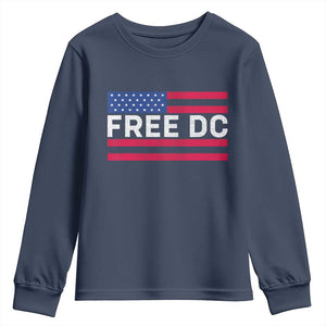 Free DC Patriotic Youth Sweatshirt Defend Washington D.C. Statehood American Flag TS02 Navy Print Your Wear