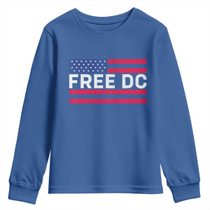 Free DC Patriotic Youth Sweatshirt Defend Washington D.C. Statehood American Flag TS02 Royal Blue Print Your Wear