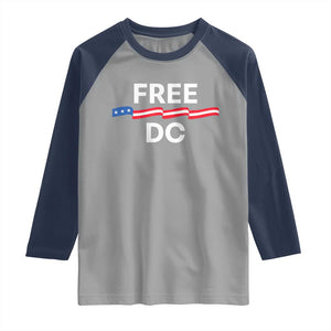 Free DC Raglan Shirt Defend Washington D.C. Statehood Rights TS02 Sport Gray Navy Print Your Wear