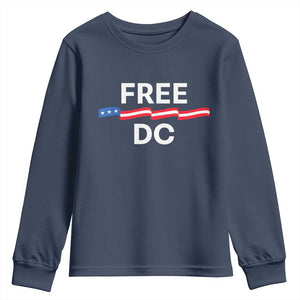 Free DC Youth Sweatshirt Defend Washington D.C. Statehood Rights TS02 Navy Print Your Wear