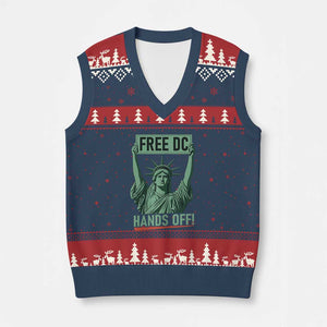 Free DC Hands Off V-Neck Knit Sweater Vest Statue of Liberty for Washington D.C. Rights TS02 Navy Red Print Your Wear