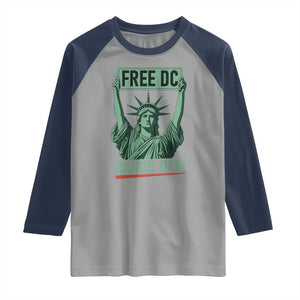 Free DC Hands Off Raglan Shirt Statue of Liberty for Washington D.C. Rights TS02 Sport Gray Navy Print Your Wear