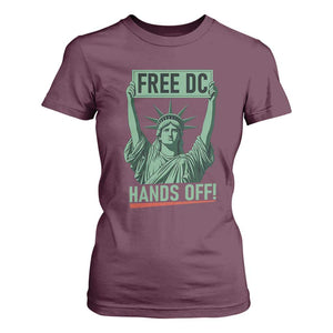 Free DC Hands Off T Shirt For Women Statue of Liberty for Washington D.C. Rights TS02 Maroon Print Your Wear