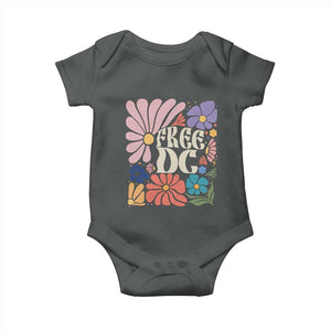 Free DC Subtle Groovy Floral Baby Onesie Washington D.C. Rights Retro Hippie Style TS02 Dark Heather Print Your Wear