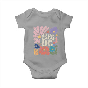 Free DC Subtle Groovy Floral Baby Onesie Washington D.C. Rights Retro Hippie Style TS02 Sport Gray Print Your Wear