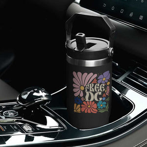 Free DC Subtle Groovy Floral Flip Straw Tumbler Washington D.C. Rights Retro Hippie Style TS02 Print Your Wear