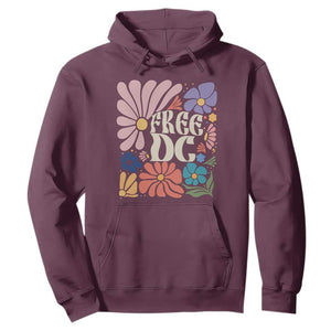 Free DC Subtle Groovy Floral Hoodie Washington D.C. Rights Retro Hippie Style TS02 Maroon Print Your Wear