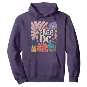 Free DC Subtle Groovy Floral Hoodie Washington D.C. Rights Retro Hippie Style TS02 Purple Print Your Wear