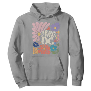 Free DC Subtle Groovy Floral Hoodie Washington D.C. Rights Retro Hippie Style TS02 Sport Gray Print Your Wear