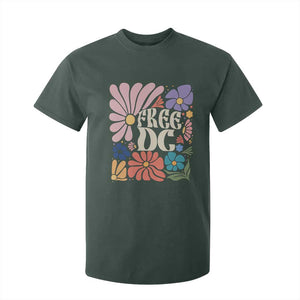 Free DC Subtle Groovy Floral T Shirt For Kid Washington D.C. Rights Retro Hippie Style TS02 Dark Forest Green Print Your Wear