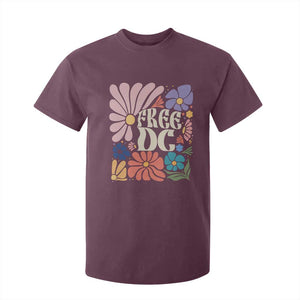Free DC Subtle Groovy Floral T Shirt For Kid Washington D.C. Rights Retro Hippie Style TS02 Maroon Print Your Wear