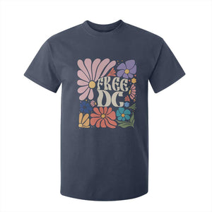 Free DC Subtle Groovy Floral T Shirt For Kid Washington D.C. Rights Retro Hippie Style TS02 Navy Print Your Wear