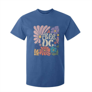 Free DC Subtle Groovy Floral T Shirt For Kid Washington D.C. Rights Retro Hippie Style TS02 Royal Blue Print Your Wear