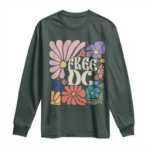 Free DC Subtle Groovy Floral Long Sleeve Shirt Washington D.C. Rights Retro Hippie Style TS02 Dark Forest Green Print Your Wear