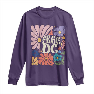 Free DC Subtle Groovy Floral Long Sleeve Shirt Washington D.C. Rights Retro Hippie Style TS02 Purple Print Your Wear