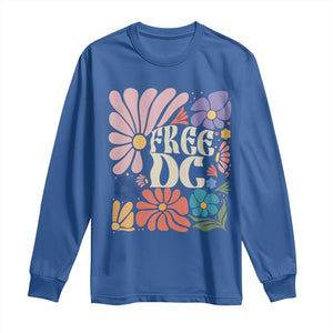 Free DC Subtle Groovy Floral Long Sleeve Shirt Washington D.C. Rights Retro Hippie Style TS02 Royal Blue Print Your Wear
