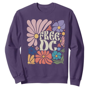 Free DC Subtle Groovy Floral Sweatshirt Washington D.C. Rights Retro Hippie Style TS02 Purple Print Your Wear