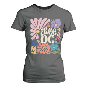 Free DC Subtle Groovy Floral T Shirt For Women Washington D.C. Rights Retro Hippie Style TS02 Dark Heather Print Your Wear