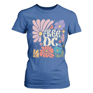 Free DC Subtle Groovy Floral T Shirt For Women Washington D.C. Rights Retro Hippie Style TS02 Royal Blue Print Your Wear