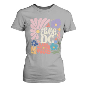 Free DC Subtle Groovy Floral T Shirt For Women Washington D.C. Rights Retro Hippie Style TS02 Sport Gray Print Your Wear