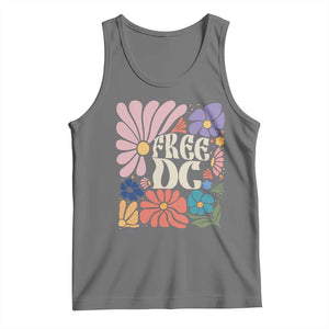 Free DC Subtle Groovy Floral Tank Top Washington D.C. Rights Retro Hippie Style TS02 Black Heather Print Your Wear