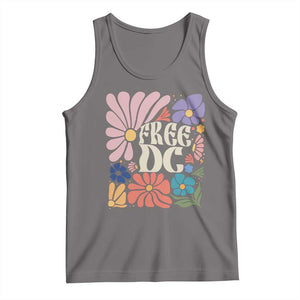 Free DC Subtle Groovy Floral Tank Top Washington D.C. Rights Retro Hippie Style TS02 Deep Heather Print Your Wear