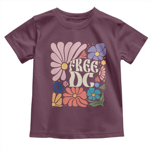 Free DC Subtle Groovy Floral Toddler T Shirt Washington D.C. Rights Retro Hippie Style TS02 Maroon Print Your Wear