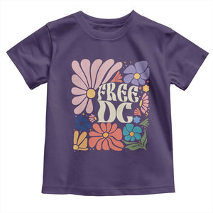 Free DC Subtle Groovy Floral Toddler T Shirt Washington D.C. Rights Retro Hippie Style TS02 Purple Print Your Wear
