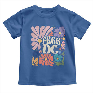 Free DC Subtle Groovy Floral Toddler T Shirt Washington D.C. Rights Retro Hippie Style TS02 Royal Blue Print Your Wear