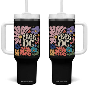 Free DC Subtle Groovy Floral Tumbler With Handle Washington D.C. Rights Retro Hippie Style TS02 One Size: 40 oz Black Print Your Wear