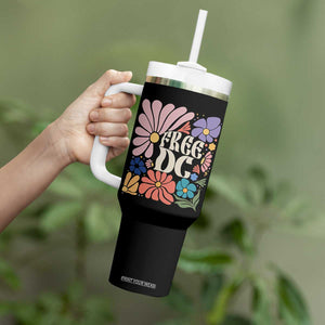 Free DC Subtle Groovy Floral Tumbler With Handle Washington D.C. Rights Retro Hippie Style TS02 Print Your Wear