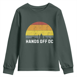 Hands Off DC Youth Sweatshirt Retro Washington D.C. Skyline TS02 Dark Forest Green Print Your Wear