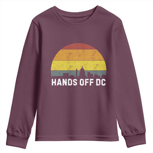 Hands Off DC Youth Sweatshirt Retro Washington D.C. Skyline TS02 Maroon Print Your Wear