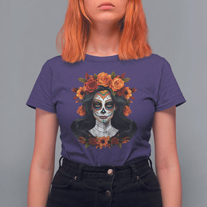 Day of the Dead Women T Shirt For Women De Los Muertos Calavera La Catrina Sugar Skull Women TS02 Purple Printyourwear