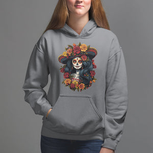 Day of the Dead Women Hoodie La Catrina De Los Muertos Calavera Sugar Skull Women TS02 Charcoal Printyourwear