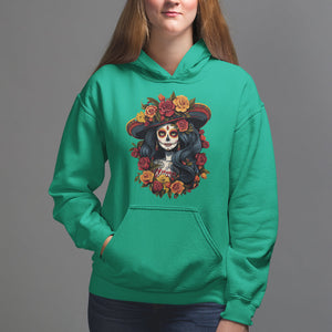 Day of the Dead Women Hoodie La Catrina De Los Muertos Calavera Sugar Skull Women TS02 Irish Green Printyourwear