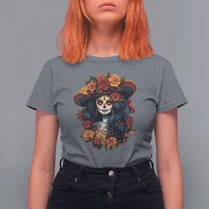 Day of the Dead Women T Shirt For Women La Catrina De Los Muertos Calavera Sugar Skull Women TS02 Charcoal Printyourwear