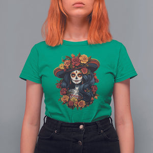 Day of the Dead Women T Shirt For Women La Catrina De Los Muertos Calavera Sugar Skull Women TS02 Irish Green Printyourwear