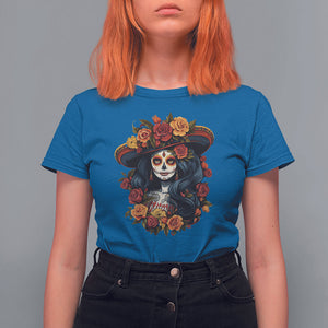 Day of the Dead Women T Shirt For Women La Catrina De Los Muertos Calavera Sugar Skull Women TS02 Royal Blue Printyourwear