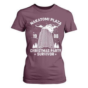 Nakatomi Plaza T Shirt For Women Christmas Party 1988 Survivor TS02 Maroon Print Your Wear