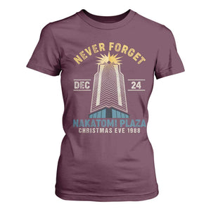 Nakatomi Plaza T Shirt For Women Never Forget December 24 Christmas Eve 1988 TS02 Maroon Print Your Wear
