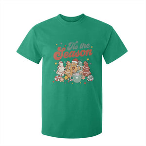Christmas Cookies T Shirt For Kid Tis The Season Xmas Tree Cakes Gingerbread Man Retro Groovy TS02 Irish Green Print Your Wear